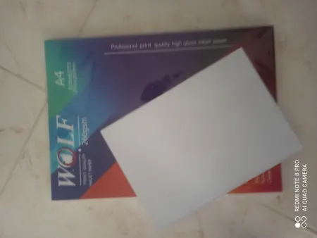 کاغذ فتو گلاسه 260 گرم ولف سایز A4