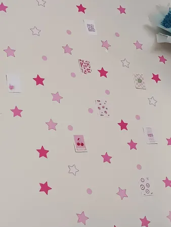 استیکر دیواری کودک باروچین مدل ستاره های صورتی مجموعه 45 عددی