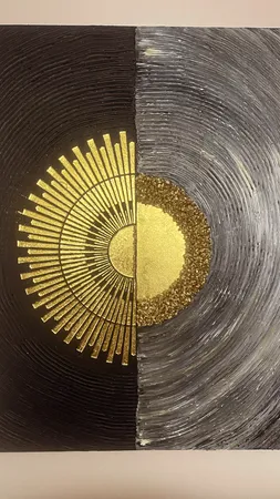 تابلو نقاشی برجسته ورق طلا طرح خورشید و ماه کد ۶۷۸۸