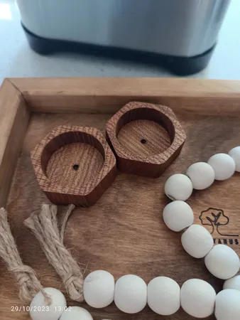 جاشمعی چوبی وودلندزون مدل شش ضلعی بسته 2 عددی