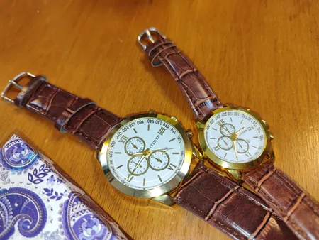 ست ساعت مچی عقربه ای زنانه و مردانه مدل چرم 223S