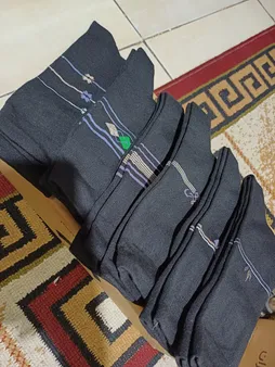 جوراب ساق بلند مردانه لنتر مدل  06 رنگ مشکی مجموعه 6 عددی