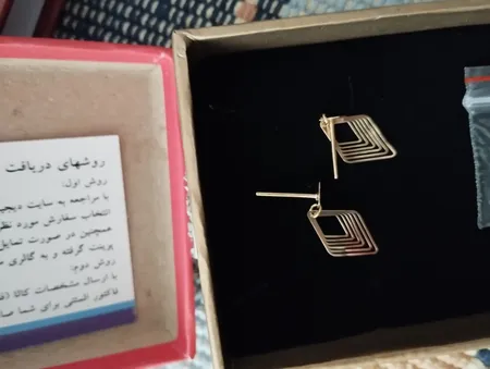 گوشواره طلا 18 عیار زنانه مایا ماهک مدل ME0931 طرح لوزی متداخل