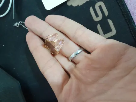 انگشتر دخترانه مدل پروانه کریستالی 149 رنگ صورتی