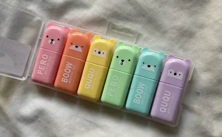 ماژیک علامت گذار مدل قاب دار طرح خرس کد 01  بسته 6 عددی