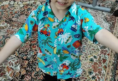 پیراهن آستین کوتاه مدل هاوایی کد MAS111245