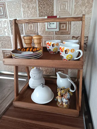 شلف رومیزی مدل دو طبقه چوبی کد 053