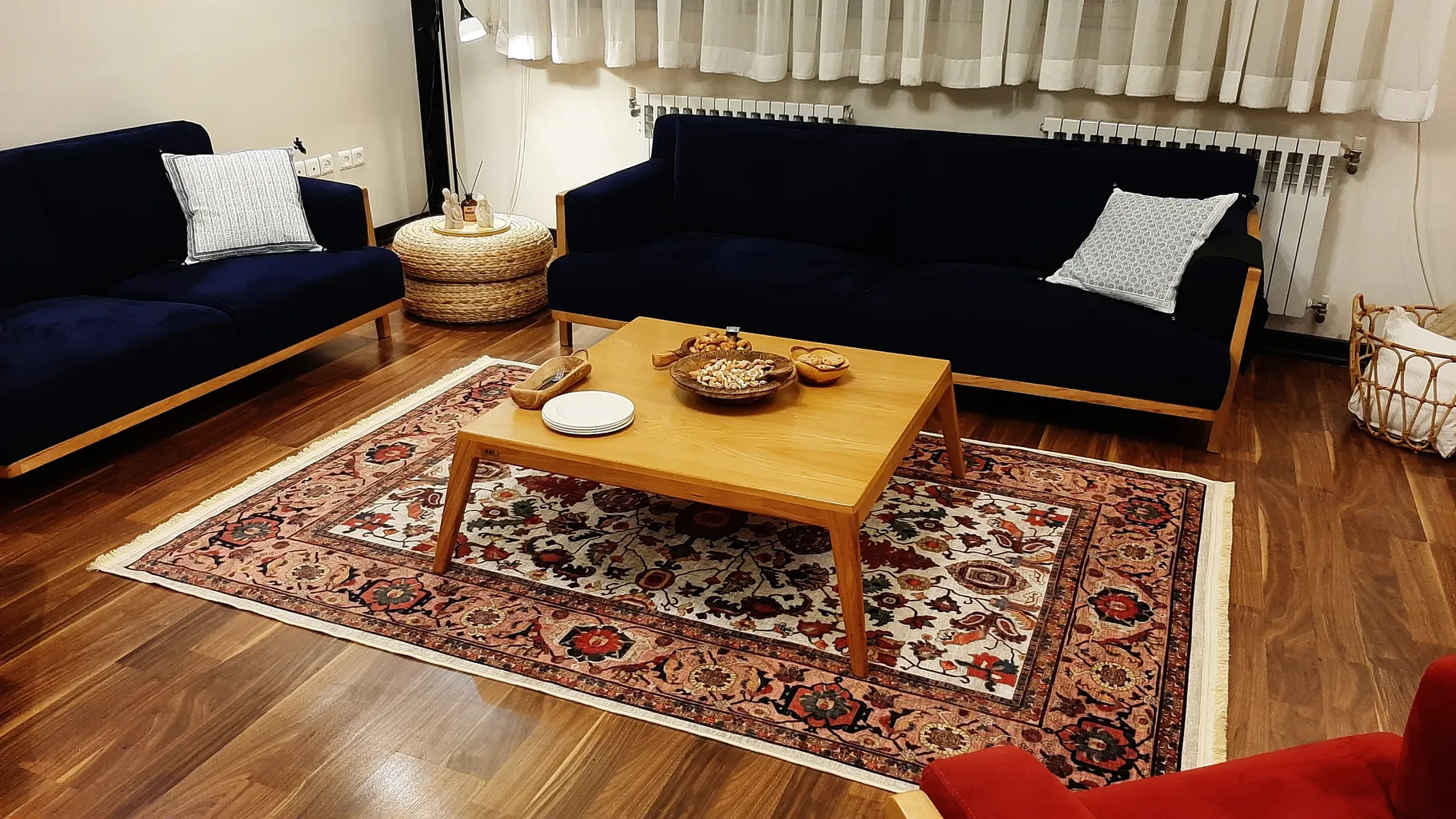 فرش ماشینی مدما مدل نکیسا کرمی کد 1006 زمینه کرمی