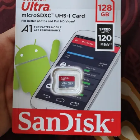 کارت حافظه microSDXC سن دیسک مدل Ultra A1 کلاس 10 استاندارد UHS-I سرعت 120MBps ظرفیت 128 گیگابایت