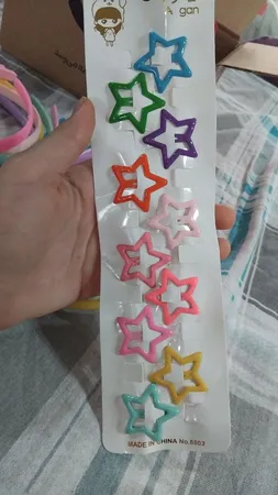 گیره مو دخترانه مدل پاستیلی طرح ستاره کد 150359 مجموعه 10 عددی