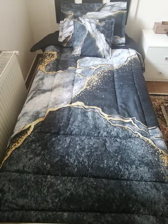 سرویس روتختی طرح سنگ مرمر مدل طلاکوب یک نفره 5 تکه