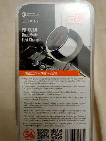 شارژر فندکی الدینیو مدل C2 به همراه کابل تبدیل USB-C