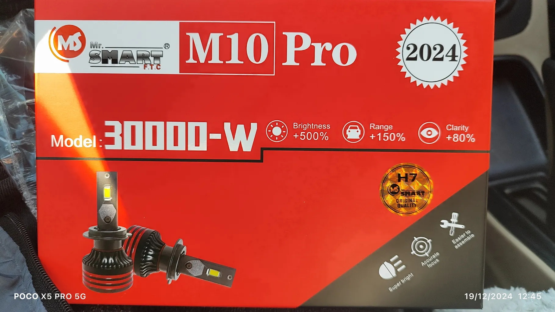 هدلایت لامپ خودرو اسمارت مدل M10 PRO پایه H7 بسته دو عددی