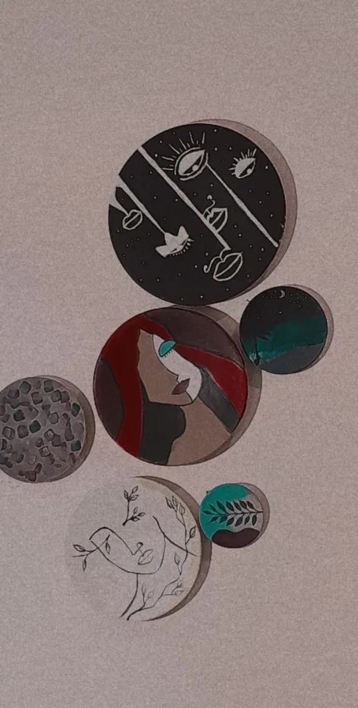 بشقاب دیوارکوب سفالی خام مدل گرد کد D6 مجموعه 6 عددی