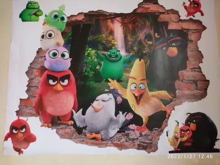 استیکر سه بعدی ژیوار طرح پرندگان خشمگین