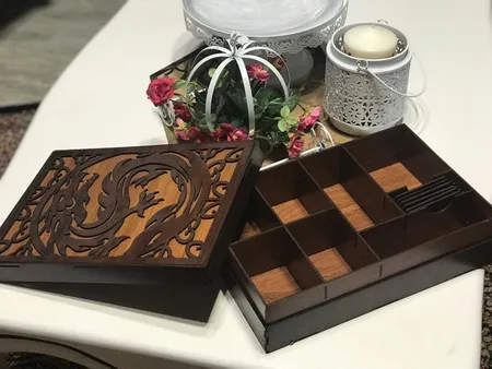 جعبه رومیزی تی بگ و تنقلات و زیر لیوانی مدل nova کد KU27