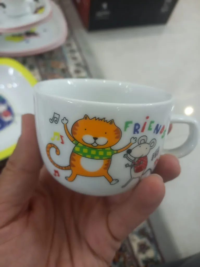 سرویس غذاخوری 5 پارچه کودک چینی زرین ایران مدل کواترو دوستان درجه عالی