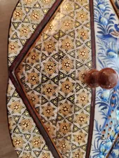 تجریه خرید شکلات خوری خاتم کاری مدل 3 درب نقاشی گل و مرغ برجسته کد bl