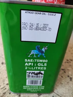 روغن گیربکس خودرو آترود مدل 75w80 Sento حجم 2.5 لیتر