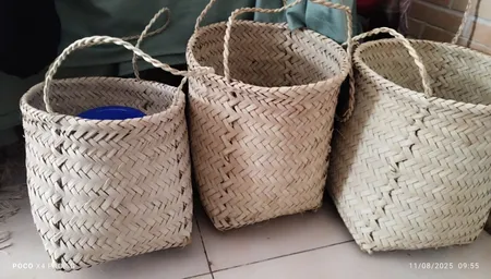 سبد حصیری مدل استوانه17-27 بسته سه عددی