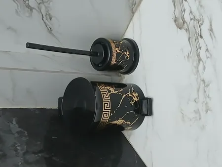 ست سطل زباله و فرچه مدل ماربل کد 05