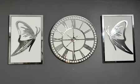 ساعت دیواری اِلِنسی مدل پروانه به همراه تابلو