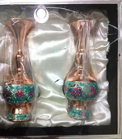 گلدان مسی طرح مس و پرداز مدل JPA02 بسته 2 عددی