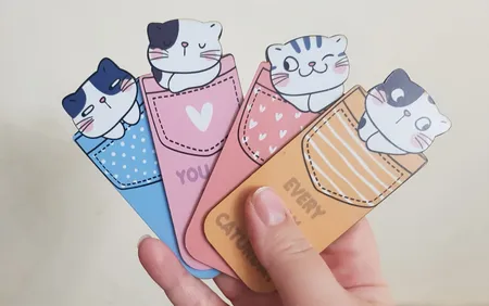 نشانگر کتاب باروچین مدل گربه های با مزه کد bk-12 بسته 4 عددی