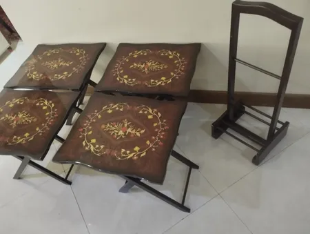 میز عسلی مدل تاشو A011 مجموعه 4 عددی