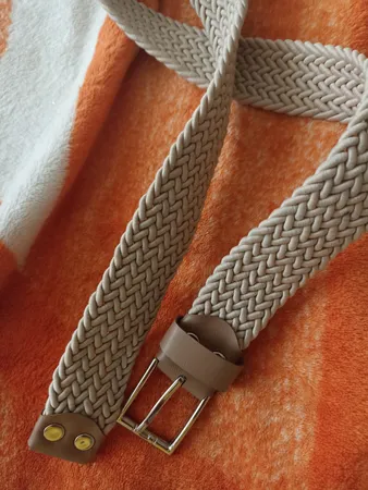 کمربند زنانه مدل کنفی رنگ کرم