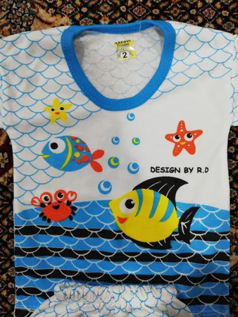 ست تی شرت و شلوار نوزادی طرح ماهی