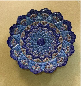 تجریه خرید بشقاب دیوار کوب میناکاری مدل اسلیمی کد B30