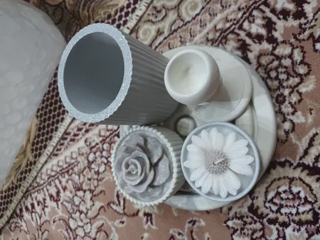 ست 6 تکه دکوری بتنی مدل رومیزی طرح باغ