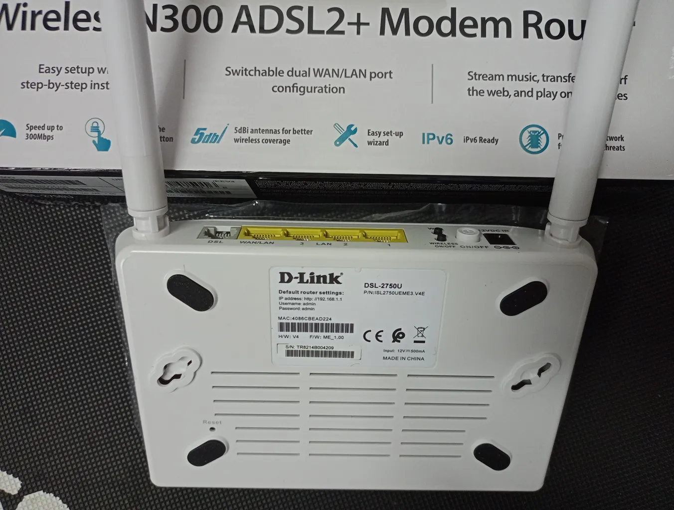 مودم روتر ADSL2 Plus بی‌سیم N300 دی-لینک مدل DSL-2750U