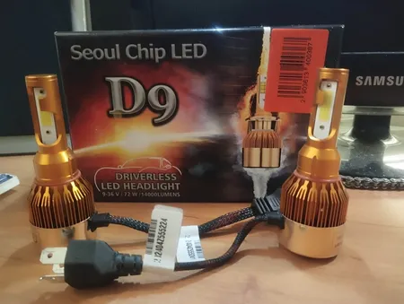 هدلایت لامپ خودرو D9 مدل H4 بسته 2 عددی