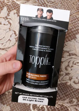 پودر پرپشت کننده مو تاپیک هیر فیلر کد 06 وزن 50 گرم رنگ قهوه ای روشن