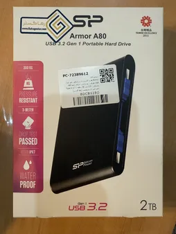هارد اکسترنال سیلیکون پاور مدل Armor A80 ظرفیت دو ترابایت دارای رابط USB Type-A 3.2