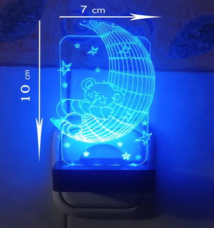 چراغ خواب اتاق کودک طرح ماه و خرس مدل دیواری