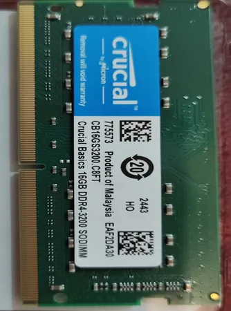 رم لپ تاپ DDR4 تک کاناله 3200 مگاهرتز CL22 کروشیال ظرفیت 16 گیگابایت