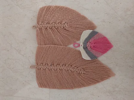 آویز بافتنی مدل برگ مکرومه بسته 3 عددی