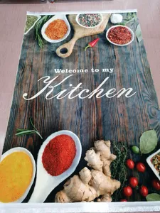 تجریه خرید  فرش ماشینی محتشم طرح به آشپزخانه من خوش آمدید کد 100495 زمینه قهوه ای