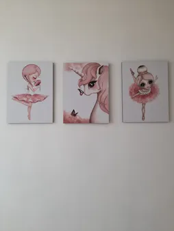 تابلو شاسی کودک مدل دختر و تکشاخ کد 098 مجموعه 3 عددی