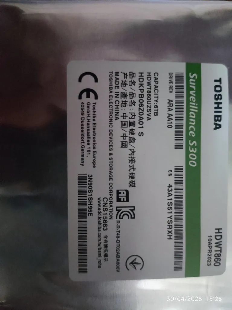 هارددیسک اینترنال توشیبا مدل S300 surveillance ظرفیت 6 ترابایت