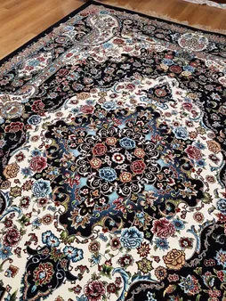 فرش ماشینی سهند کد VF19.DK زمینه سرمه ای