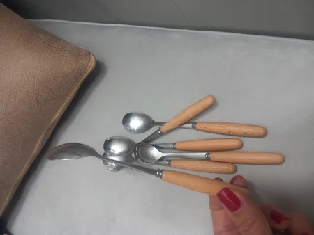 قاشق چای خوری طرح چوبی بسته 6 عددی