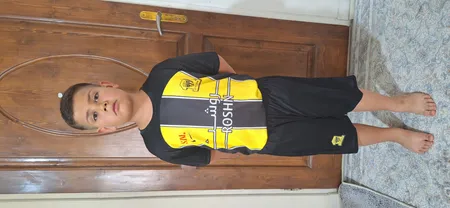 ست تیشرت و شلوارک ورزشی پسرانه طرح الاتحاد مدل بنزما2024