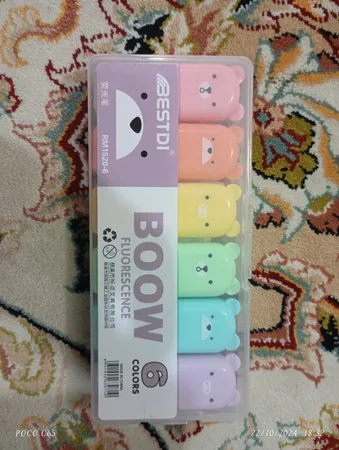 ماژیک علامت گذار مدل قاب دار طرح خرس کد 01  بسته 6 عددی