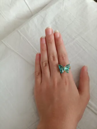 انگشتر دخترانه مدل پروانه کریستالی 148 رنگ آبی