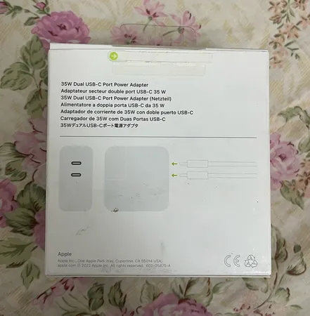 شارژر دیواری 35 وات اپل مدل Dual USB-C Port