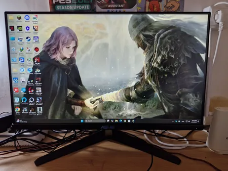 مانیتور 23.8 اینچ ایسوس مدل VY249HGE، رزولوشن Full-HD، پنل IPS، نرخ بروزرسانی 144 هرتز، با نسبت تصویر 16:9، دارای پورت HDMI و خروجی هدفون
